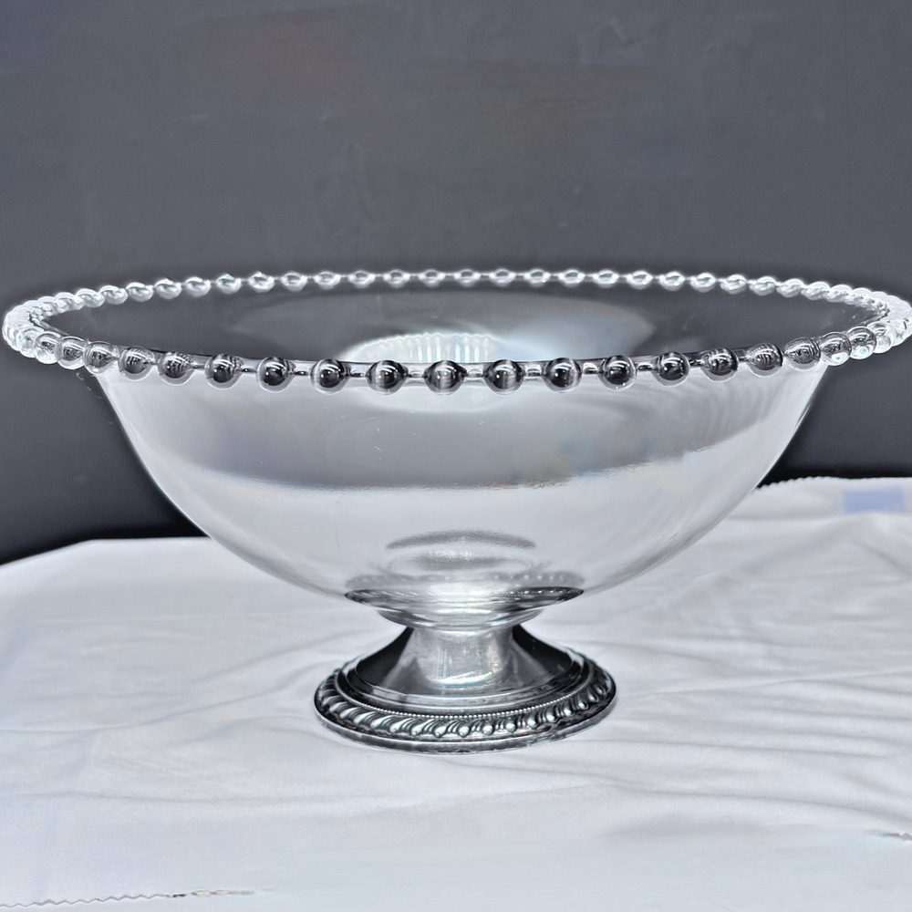 Imperial Candlewick Glass Centerpiece Bowl Mayflower Sterling Weighted Base